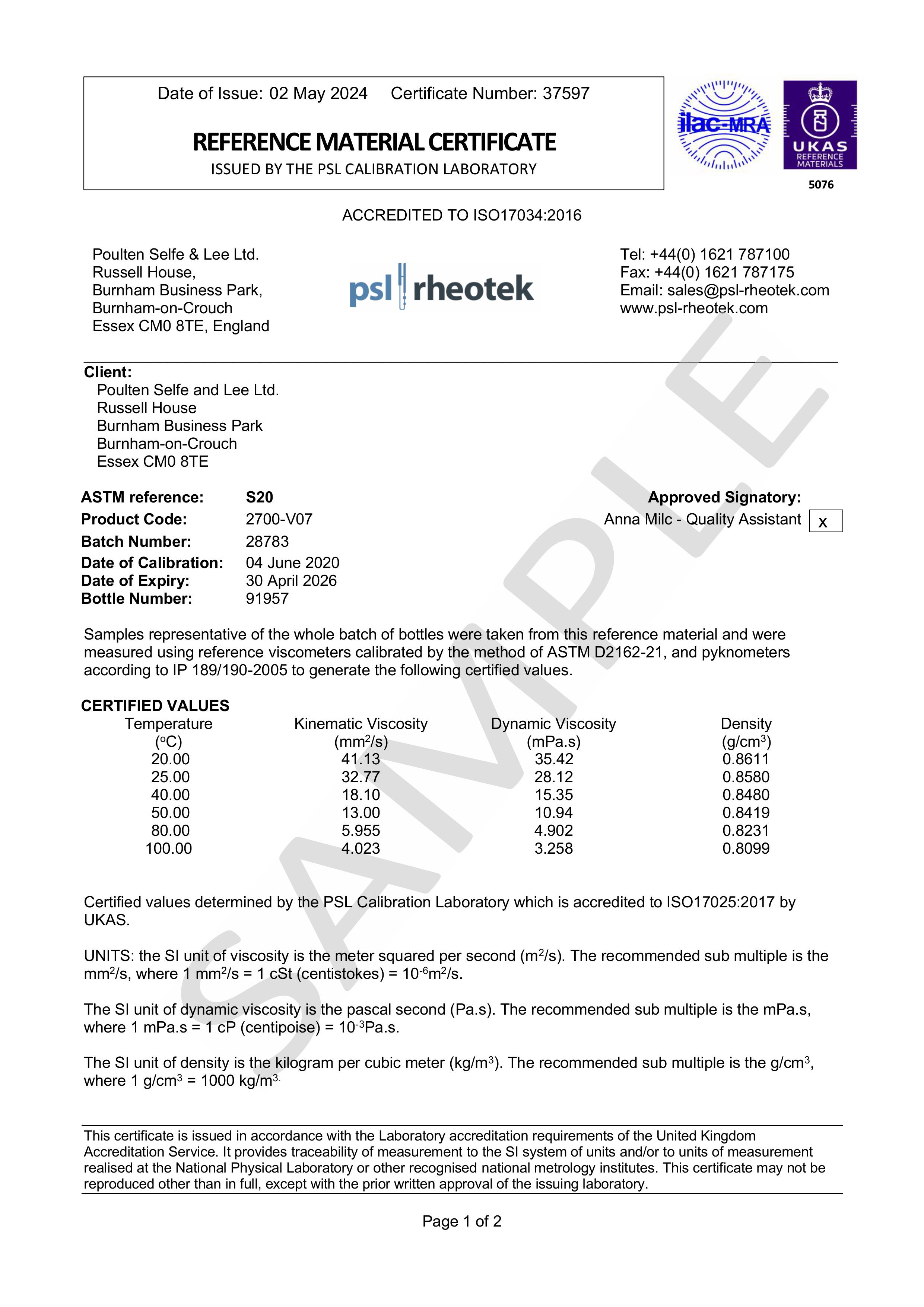 N.8 Sample Certificate